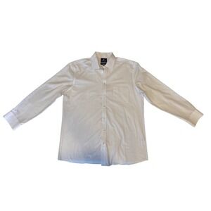 Stafford‎ Mens White Easy Care Broadcloth Fitted Dress Shirt 17 34-35